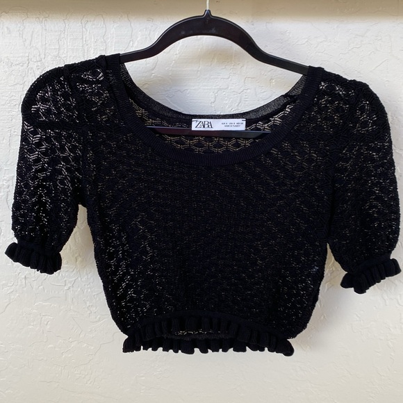 Zara Knit Ruffled Cropped Top - Picture 4 of 6